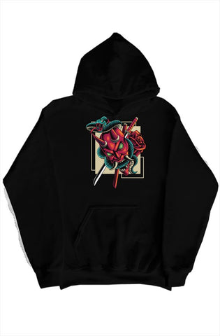 Demon and snake hoody Black